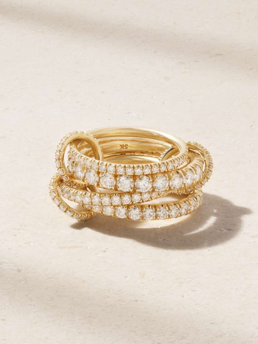 Spinelli Kilcollin Alix Set Of Four 18-karat Gold Diamond Rings