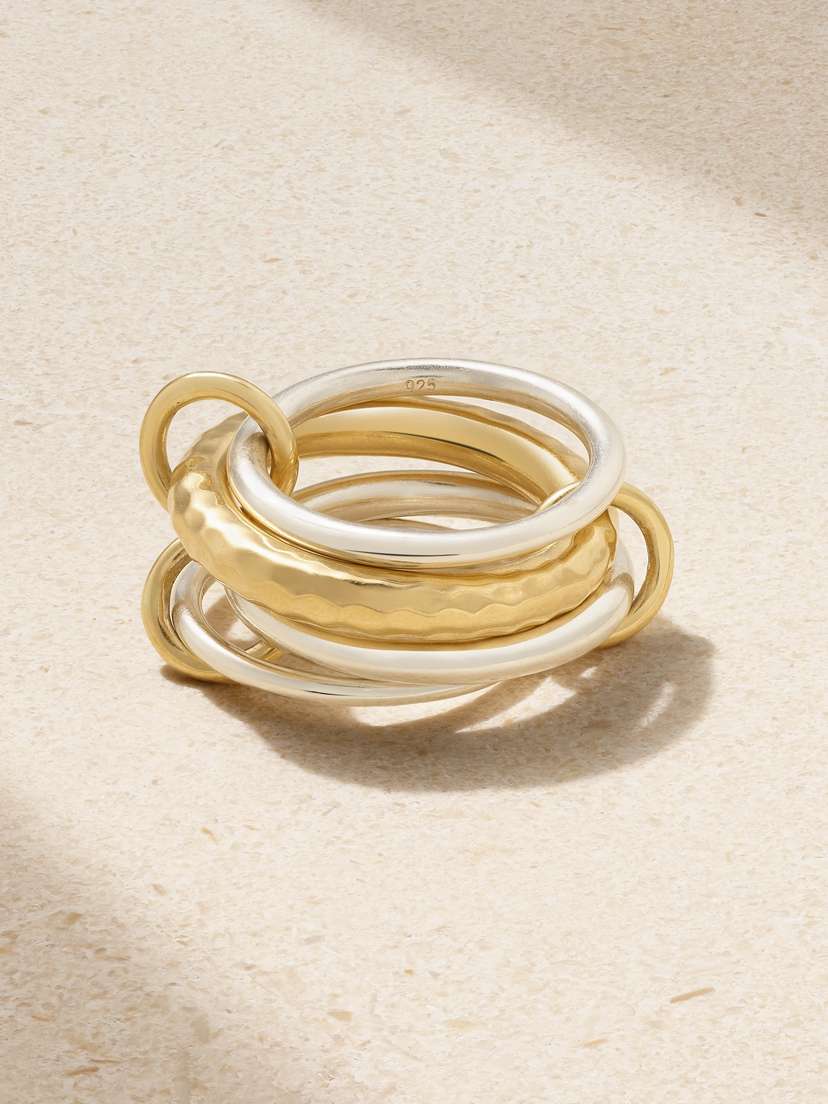 Spinelli Kilcollin Janssen Linked Sterling Silver And 18-karat Gold Rings