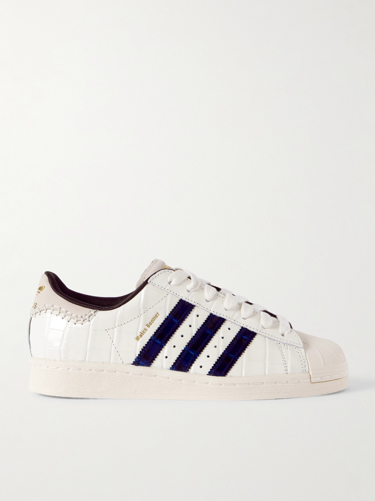 Adidas Originals + Wales Bonner Superstar Croc-effect Leather Sneakers In Off-white