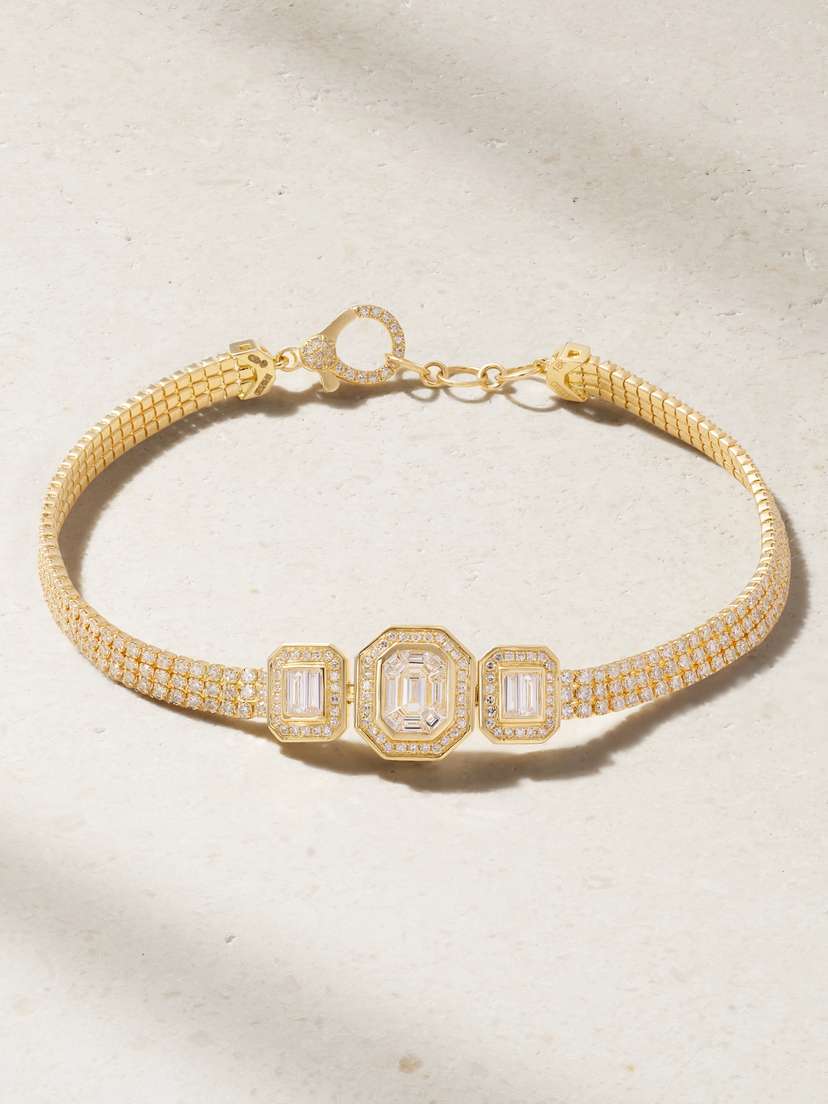 SHAY Triple Thread Illusion 18-karat Gold Diamond Bracelet