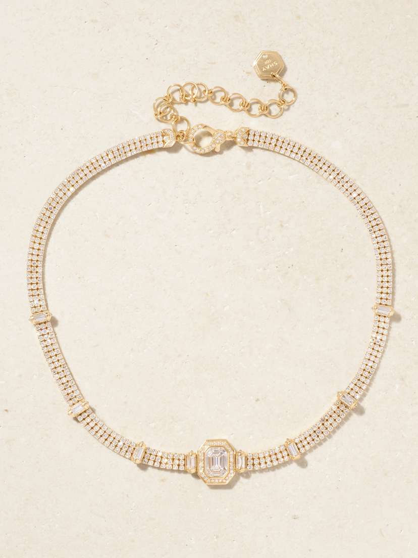 SHAY Triple Threads Illusion 18-karat Gold Diamond Choker