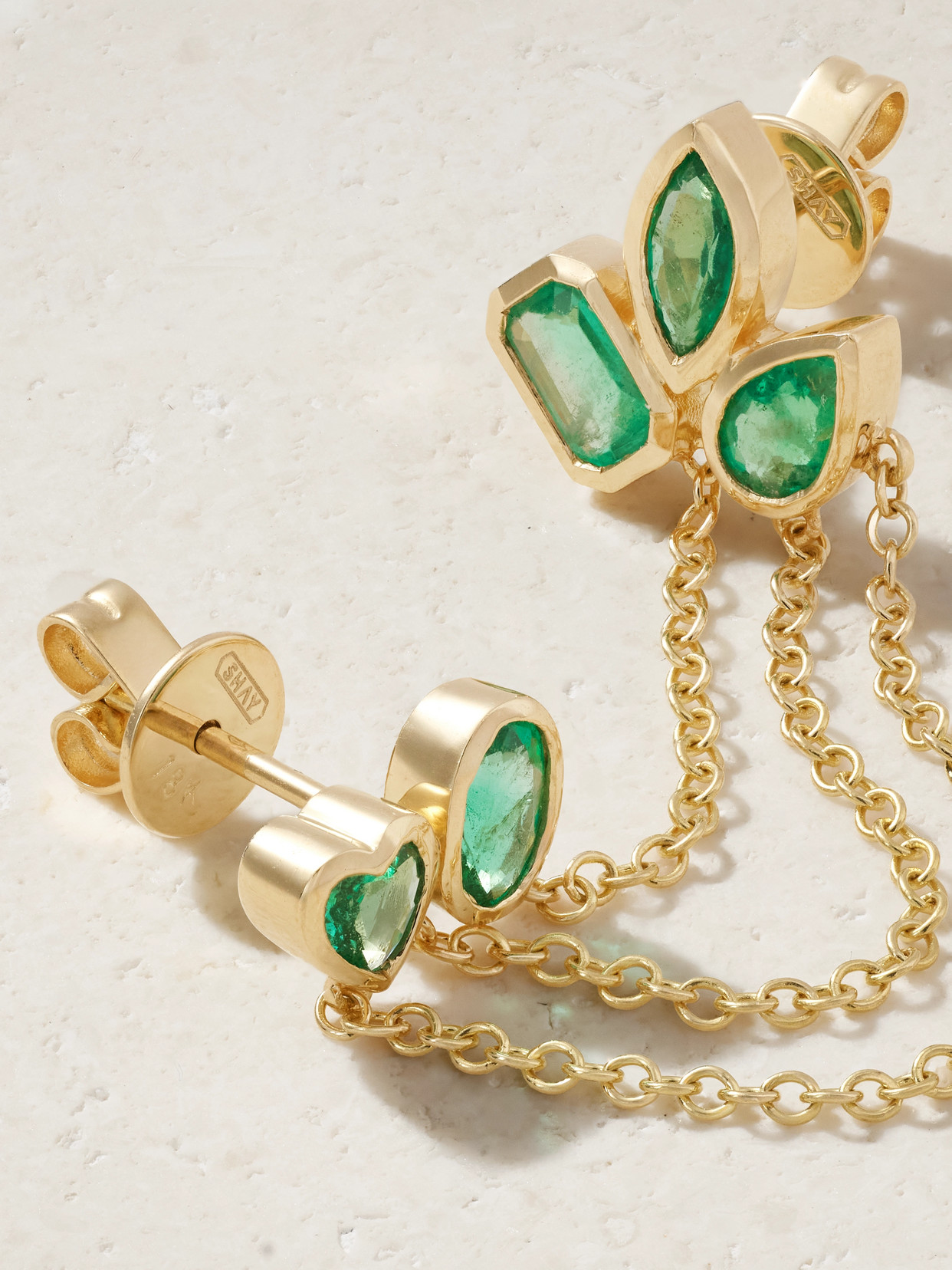 Shay Mixed Duo 18-karat Gold Emerald Earrings In Gold