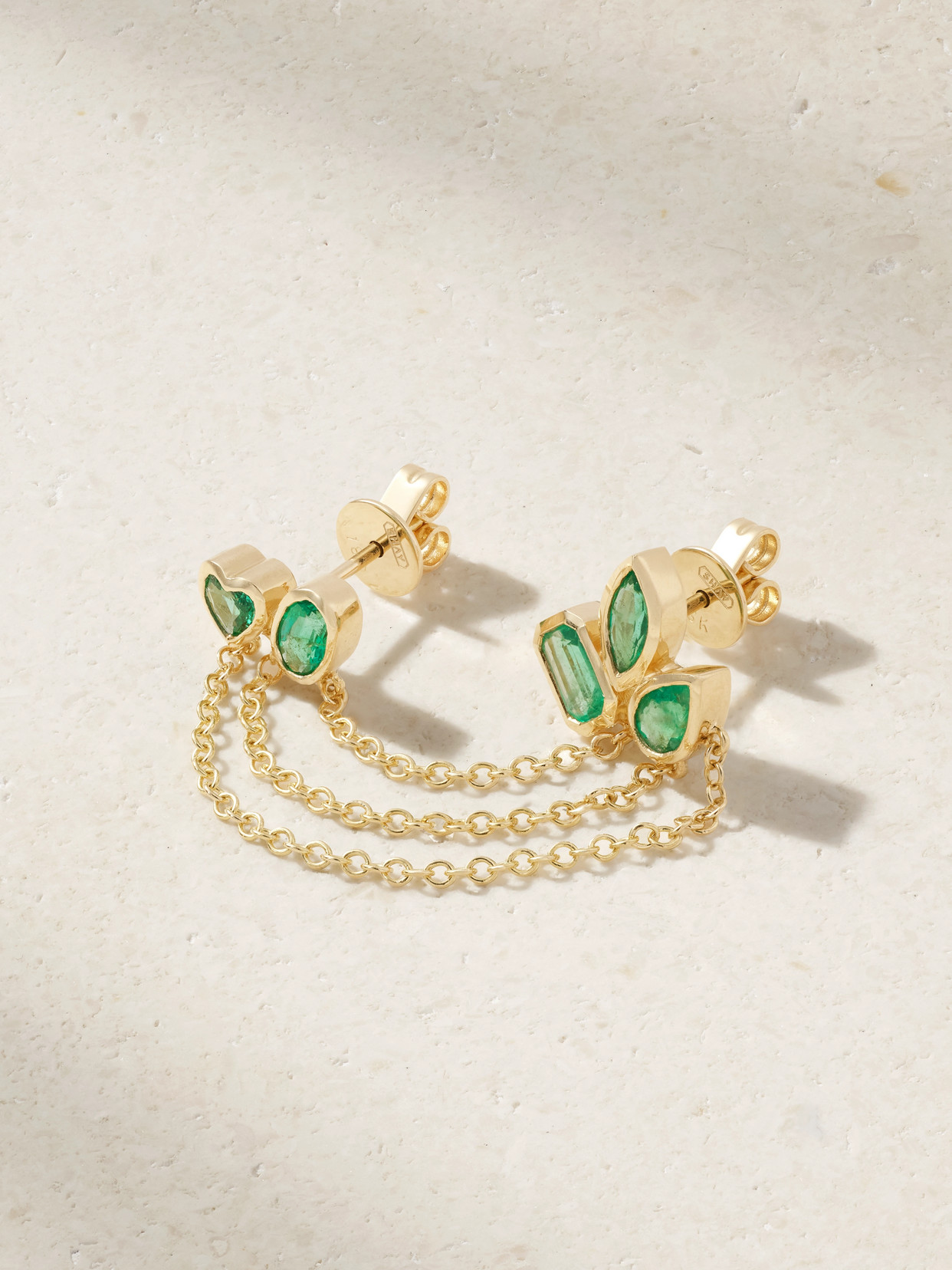 Shay Mixed Duo 18-karat Gold Emerald Earrings