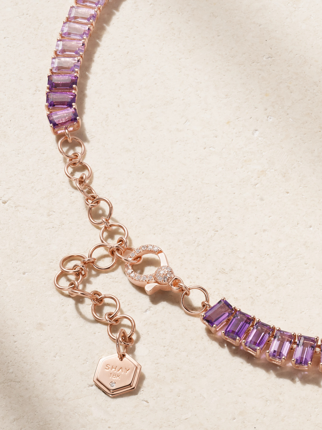Shay Ombré Eternity 18-karat Rose Gold Multi-stone Necklace In Pink