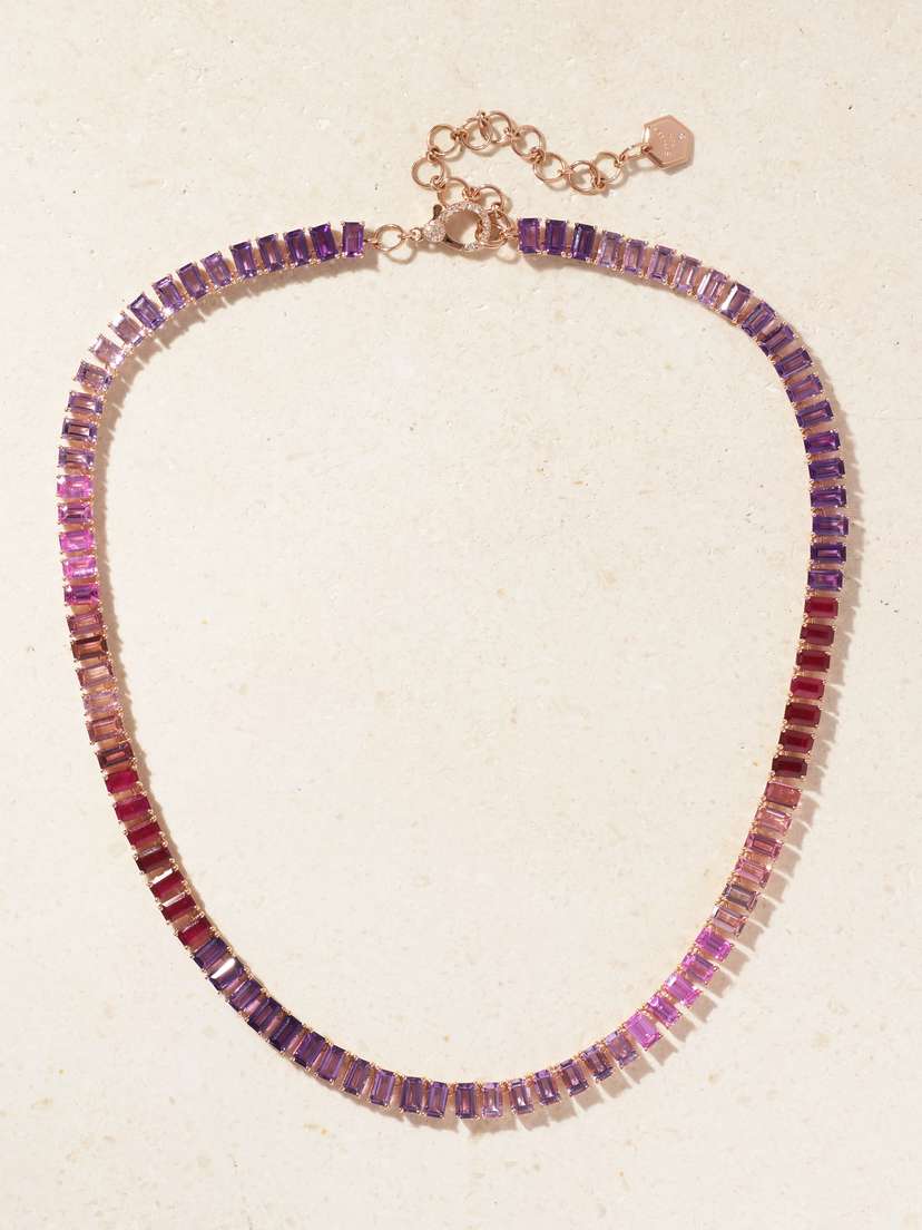 SHAY Ombré Eternity 18-karat Rose Gold Multi-stone Necklace