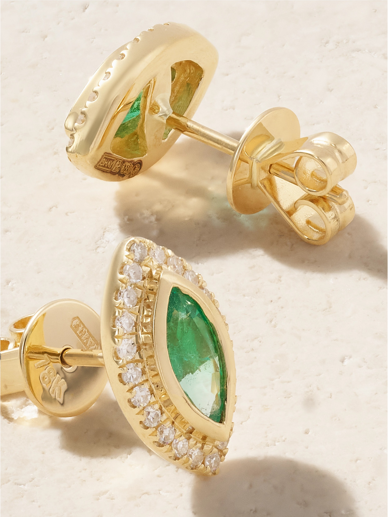 Shay Halo 18-karat Gold, Emerald And Diamond Earrings In Gold