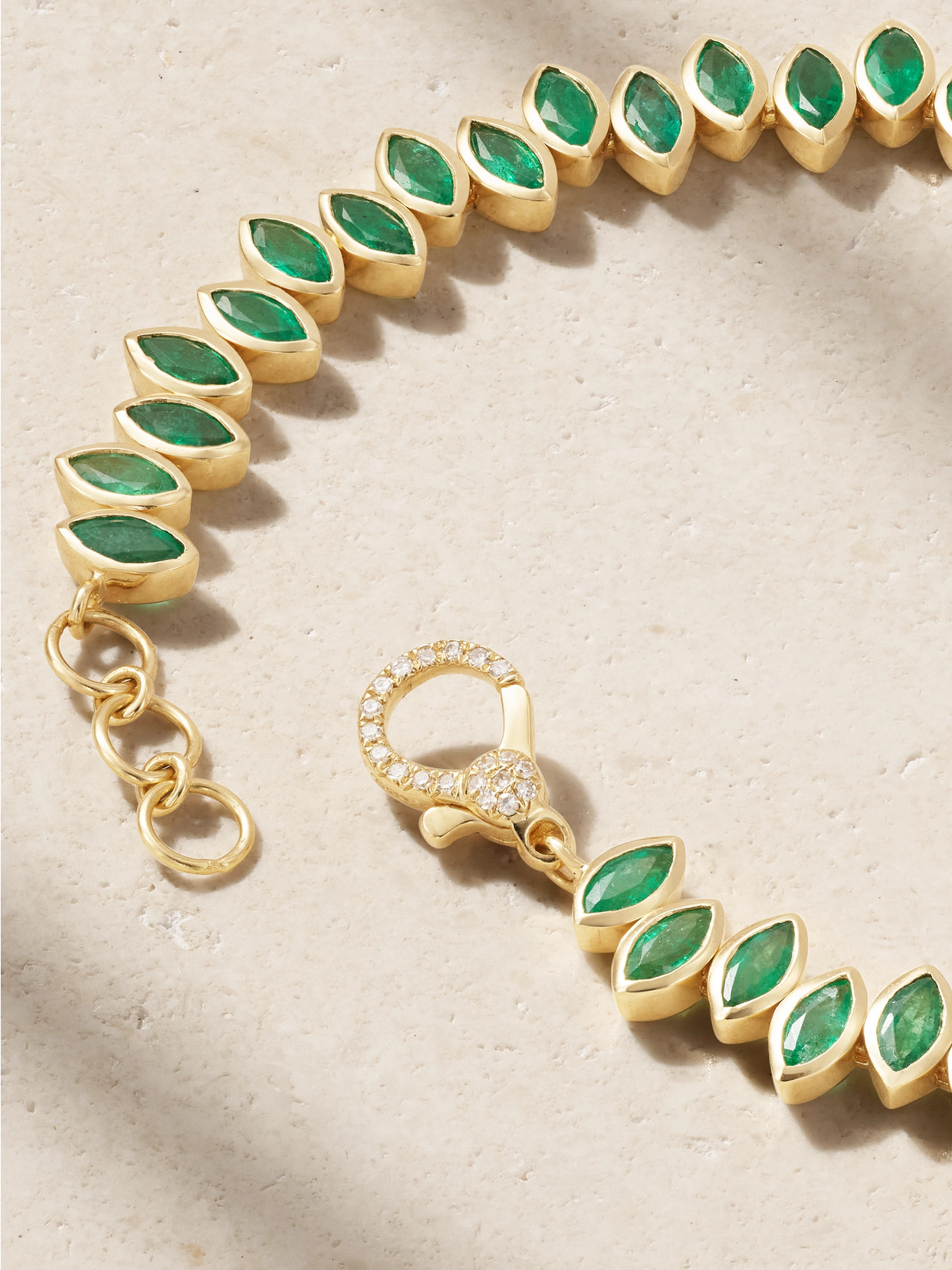 Shay Staggered 18-karat Gold, Emerald And Diamond Bracelet In Gold