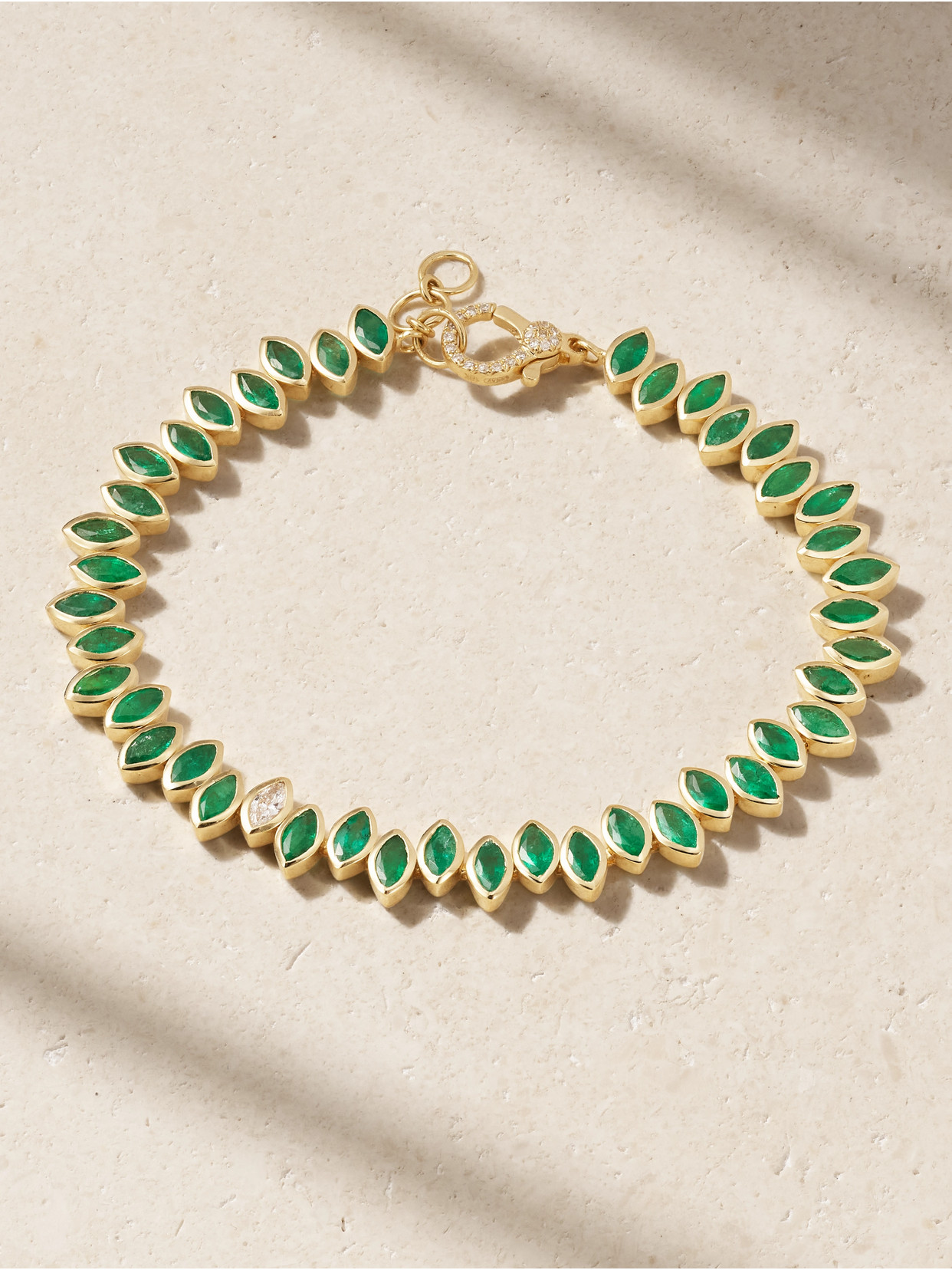 Shay Staggered 18-karat Gold, Emerald And Diamond Bracelet