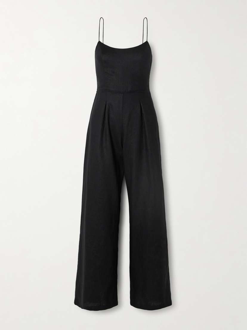 Faithfull Antibes Open-back Pleated Linen Jumpsuit
