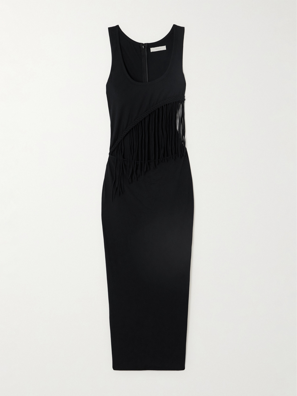 Faithfull The Brand Maceio Fringed Cutout Cotton-jersey Maxi Dress In Black