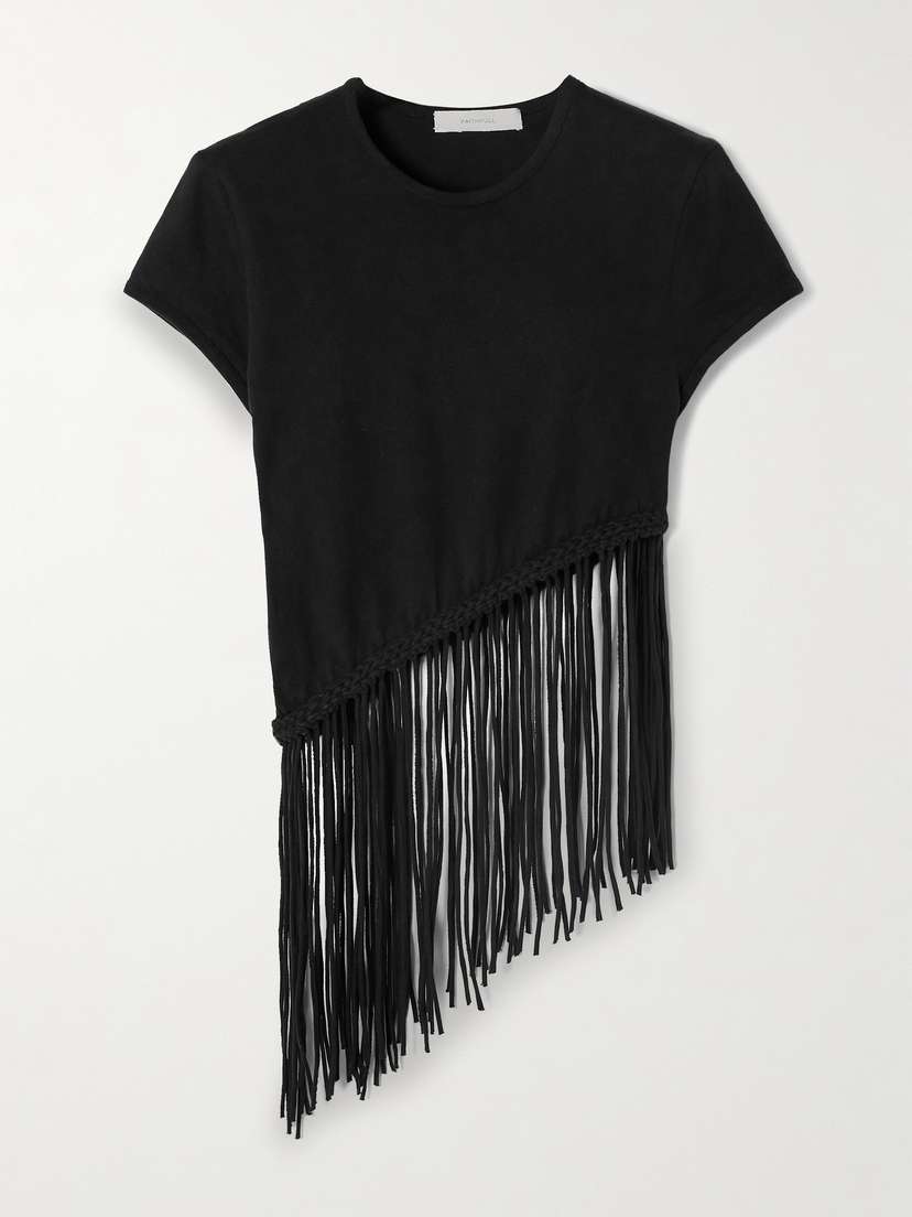 Faithfull Maceio Asymmetric Braided Fringed Cotton-jersey T-shirt