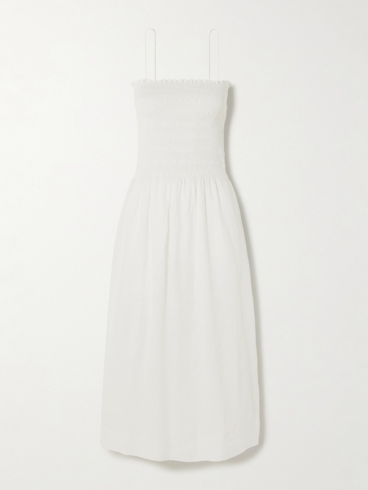 Faithfull - Geriba Smocked Linen Midi Dress - White