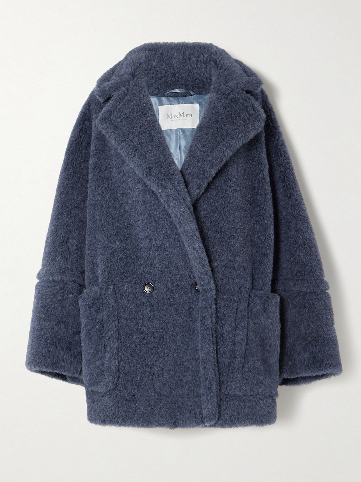 Max Mara - Tedgirl Oversized Double-breasted Alpaca, Wool And Silk-blend Coat - Blue