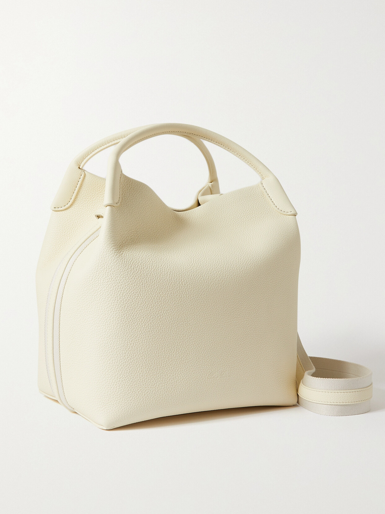 Loro Piana - Bale Canvas-trimmed Textured-leather Tote - Cream