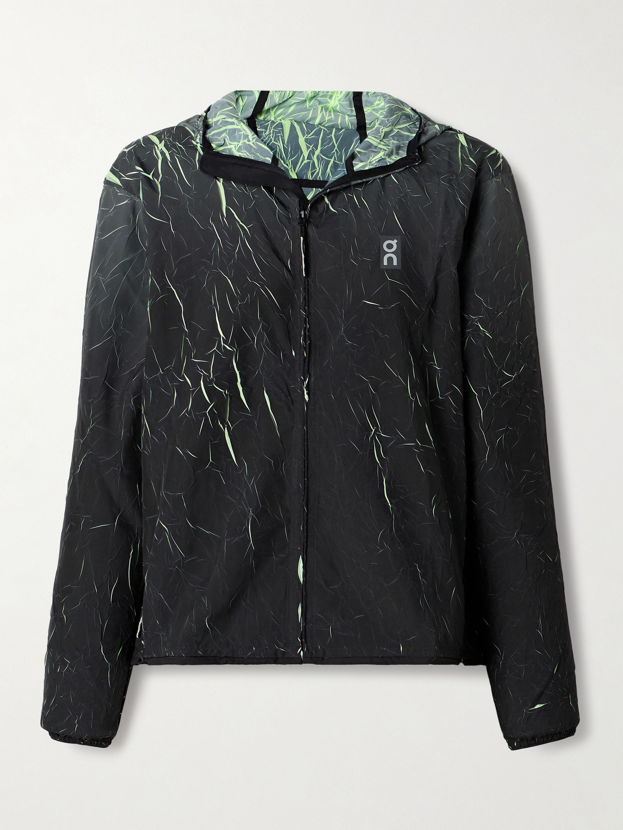 On Pace Run Hooded Textured Recycled-shell Jacket In Black
