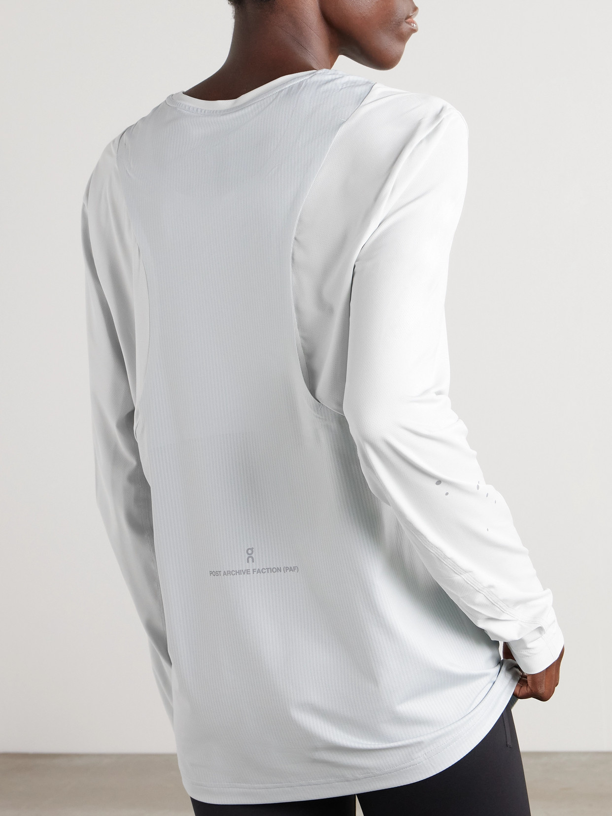 On + Post Archive Facti Paneled Mesh And Stretch-jersey T-shirt In Off-white