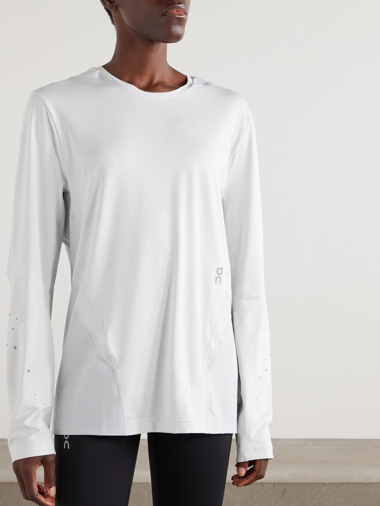 On + Post Archive Facti Paneled Mesh And Stretch-jersey T-shirt In Off-white