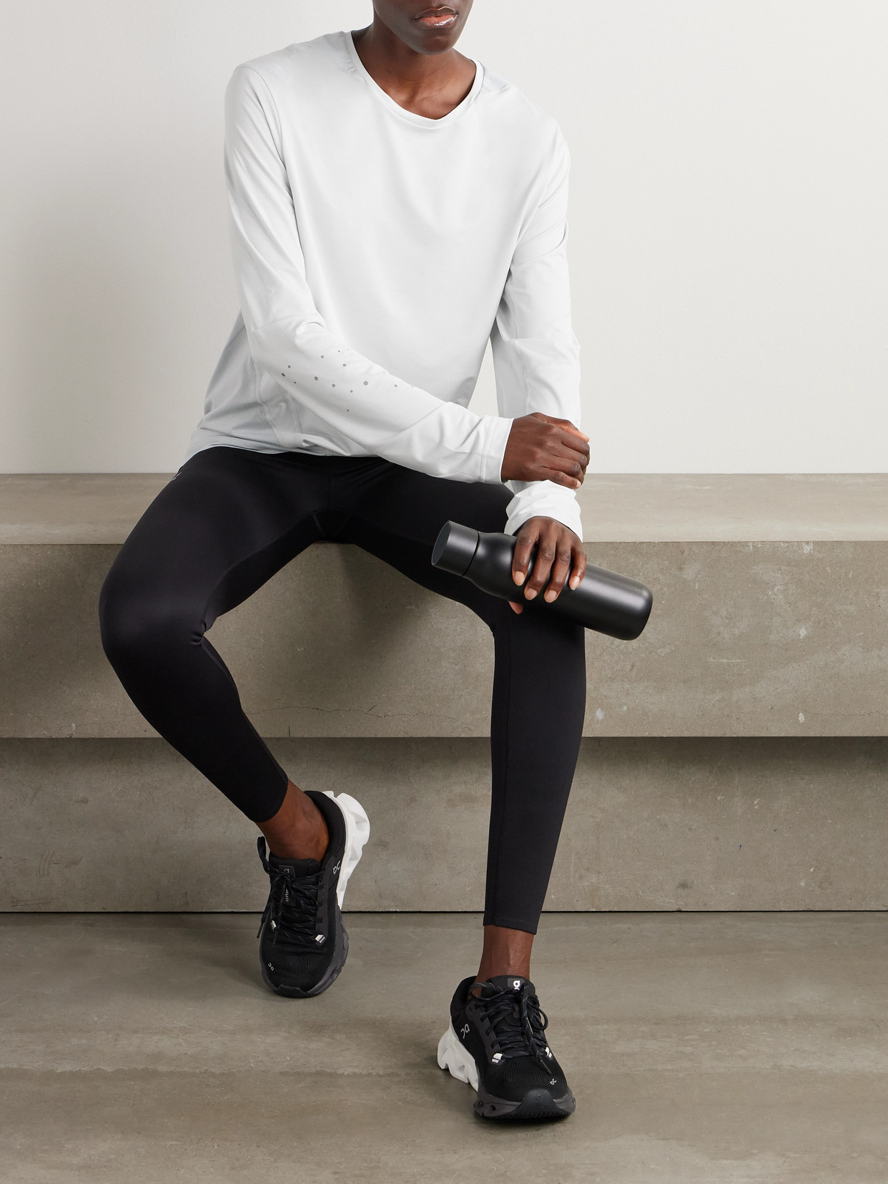 On + Post Archive Facti Paneled Mesh And Stretch-jersey T-shirt In Off-white