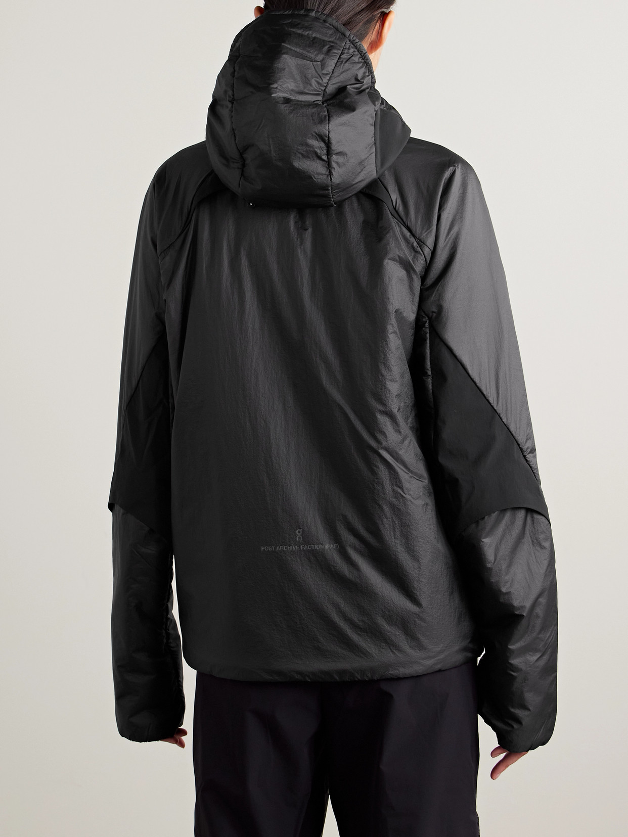 ON + POST ARCHIVE FACTION ZERO HOODED PADDED PANELED RECYCLED-SHELL JACKET