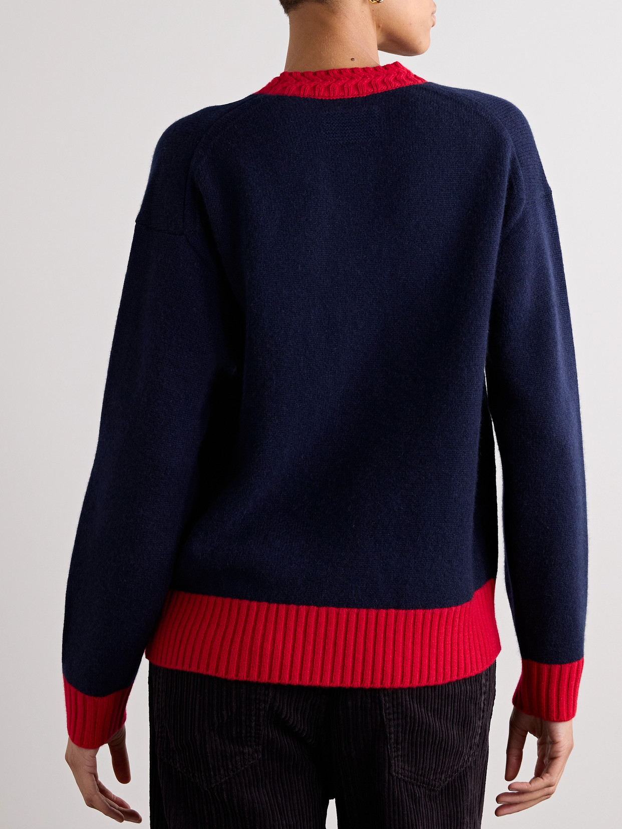 Guest In Residence Color-block Cashmere Cardigan In Blue