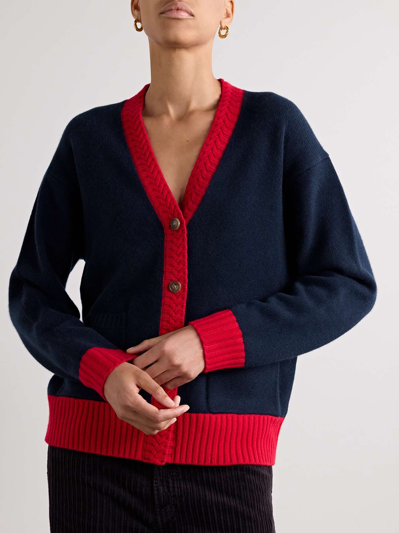 colour-block cashmere cardigan