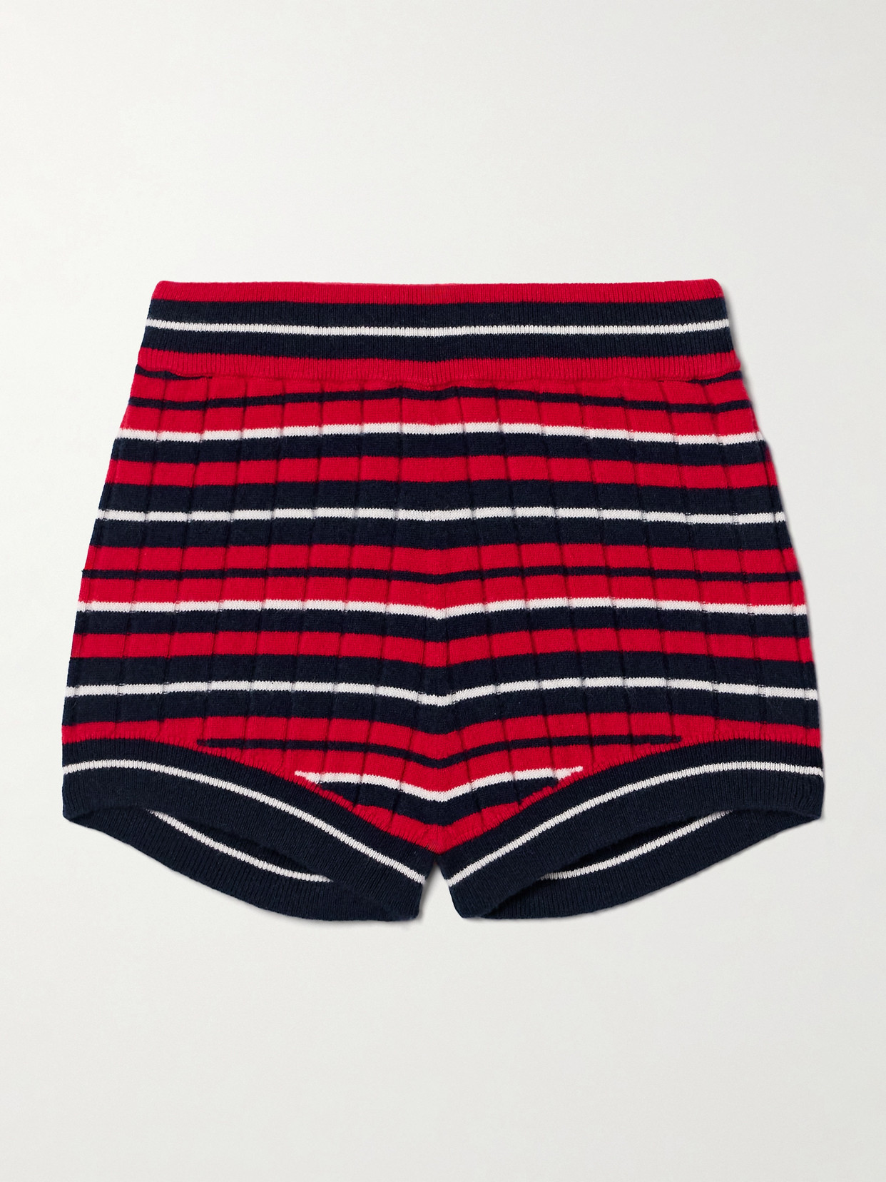 Guest In Residence - Striped Ribbed Cashmere Shorts - Red