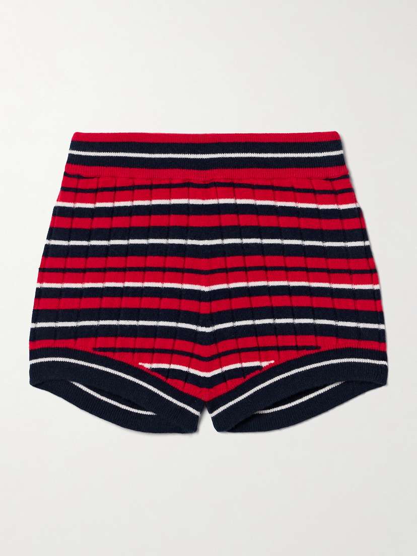 Guest In Residence Striped Ribbed Cashmere Shorts