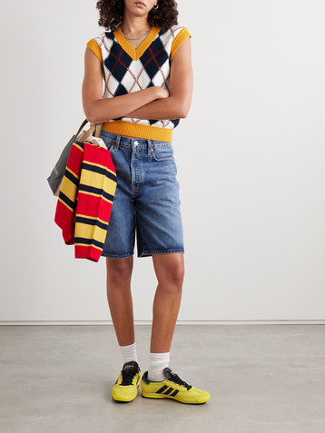 Guest In Residence Argyle cotton-jacquard vest