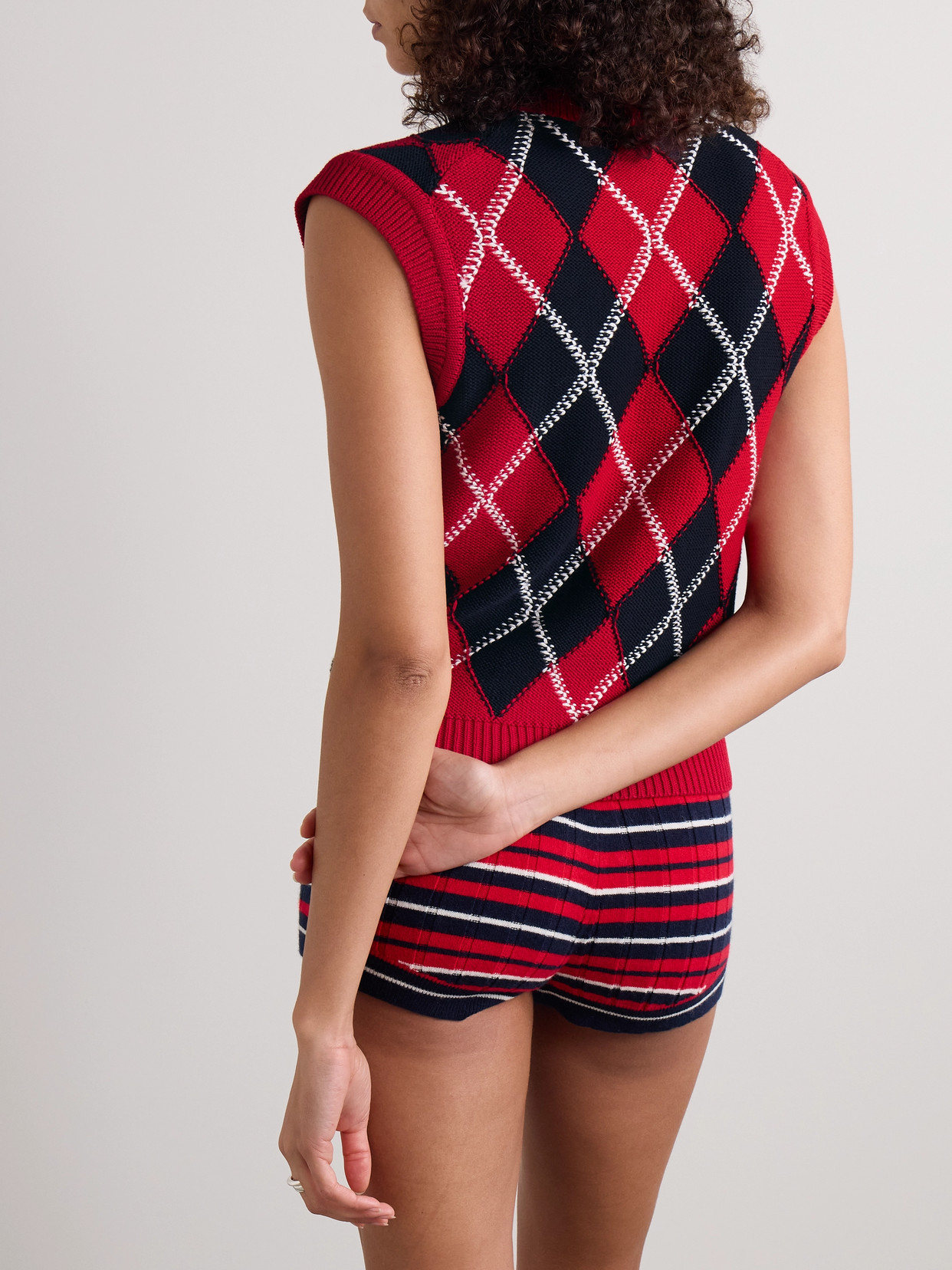 Guest In Residence Argyle Cotton-jacquard Vest In Multi