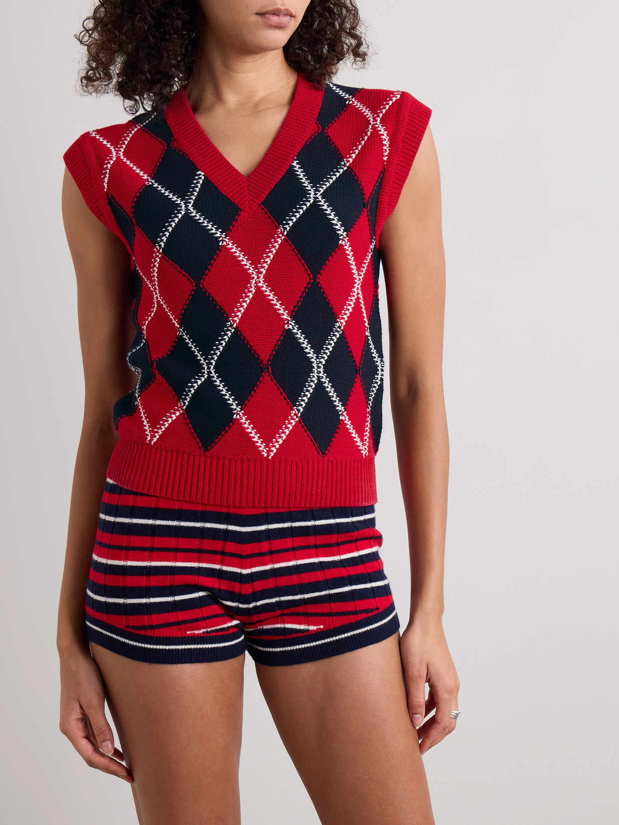 Guest In Residence Argyle Cotton-jacquard Vest In Multi