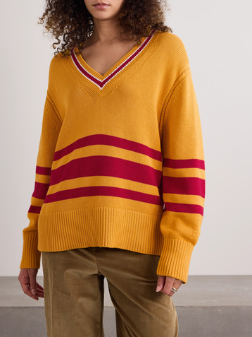 Guest In Residence Striped knitted cotton sweater
