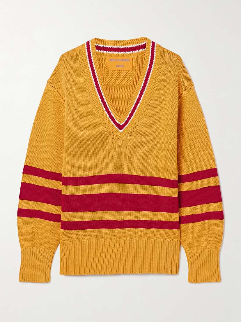 Guest In Residence Striped Knitted Cotton Sweater