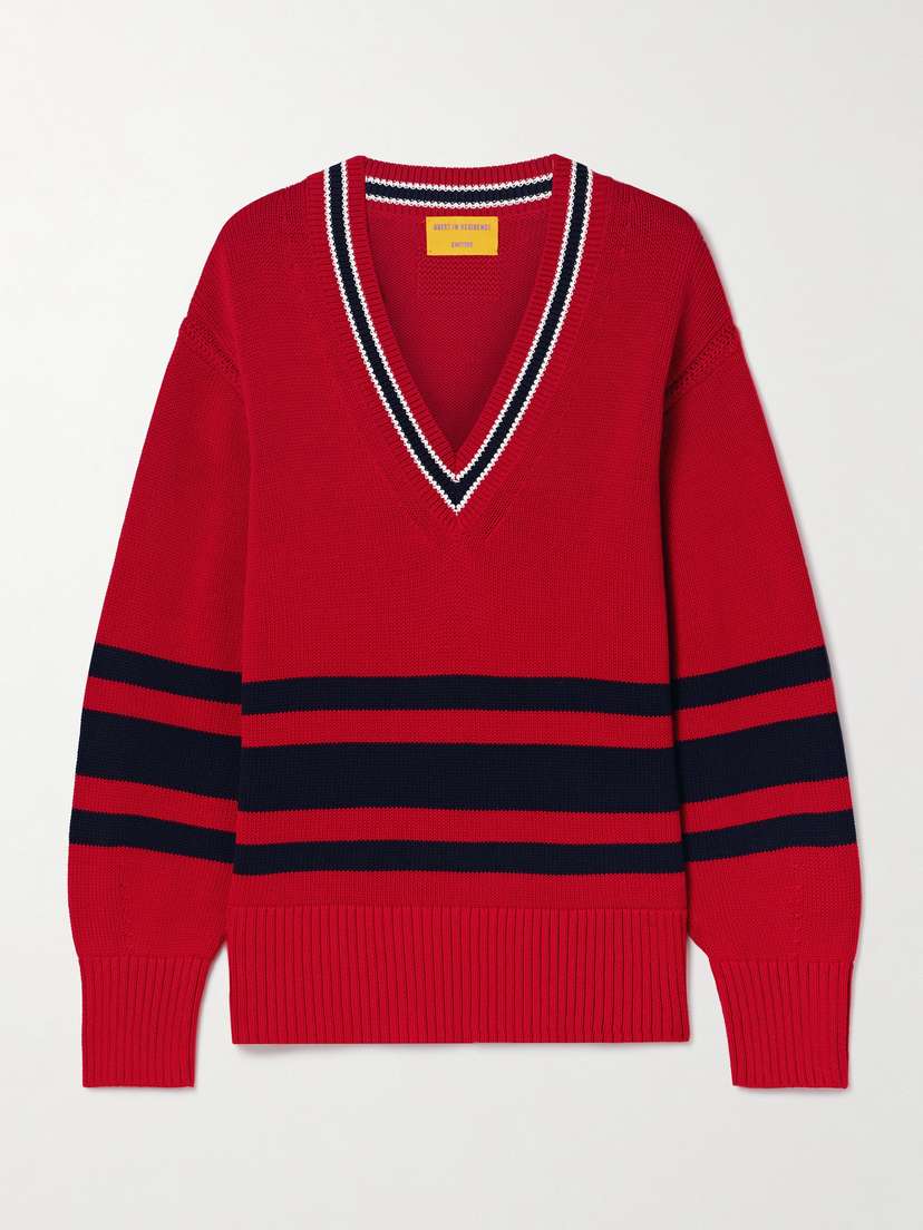Guest In Residence Striped Knitted Cotton Sweater