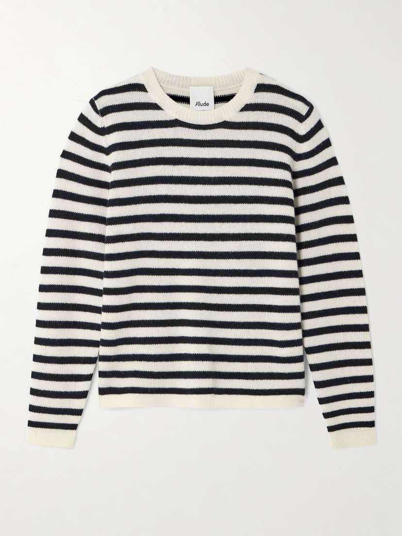 Allude Striped Wool And Cashmere-blend Sweater - x large