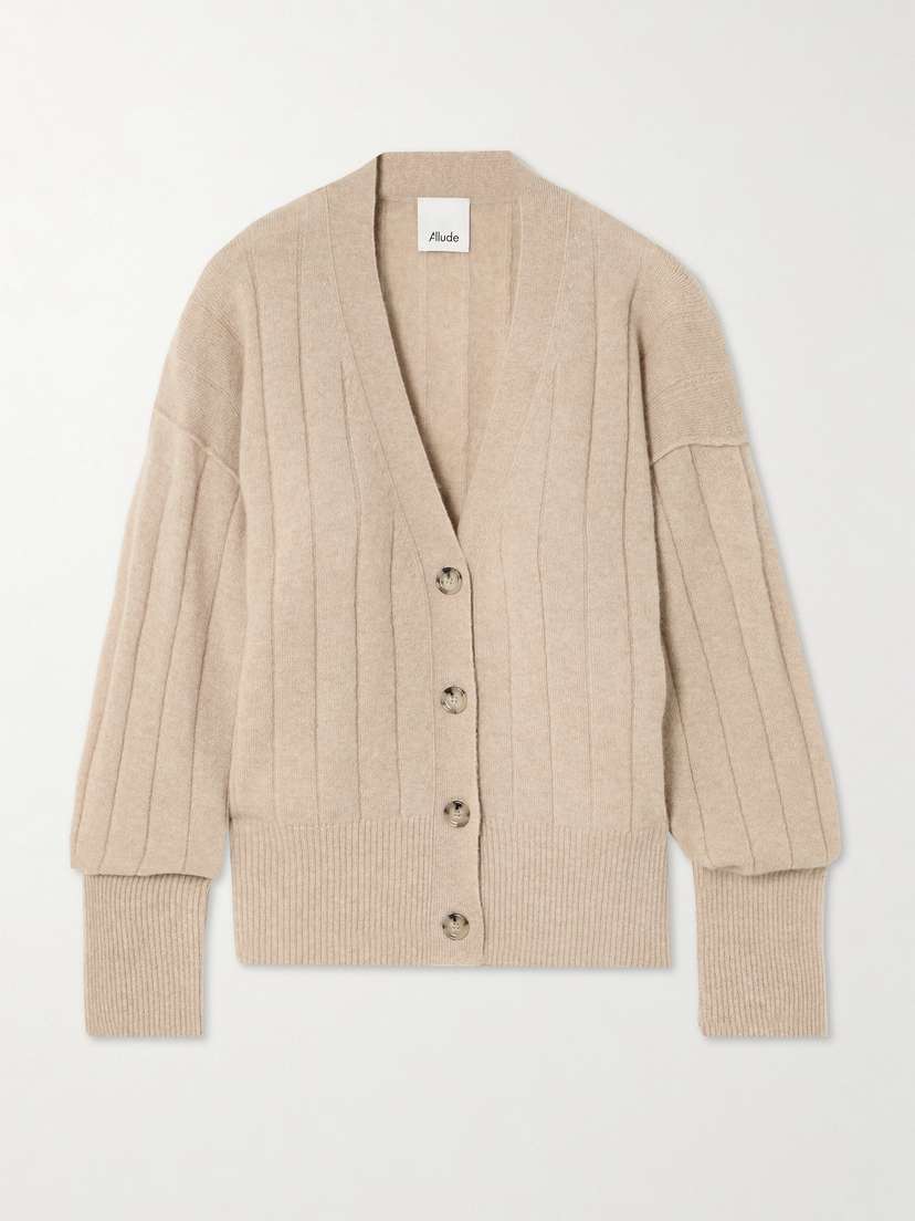 Allude Ribbed Cashmere And Silk-blend Cardigan - x large