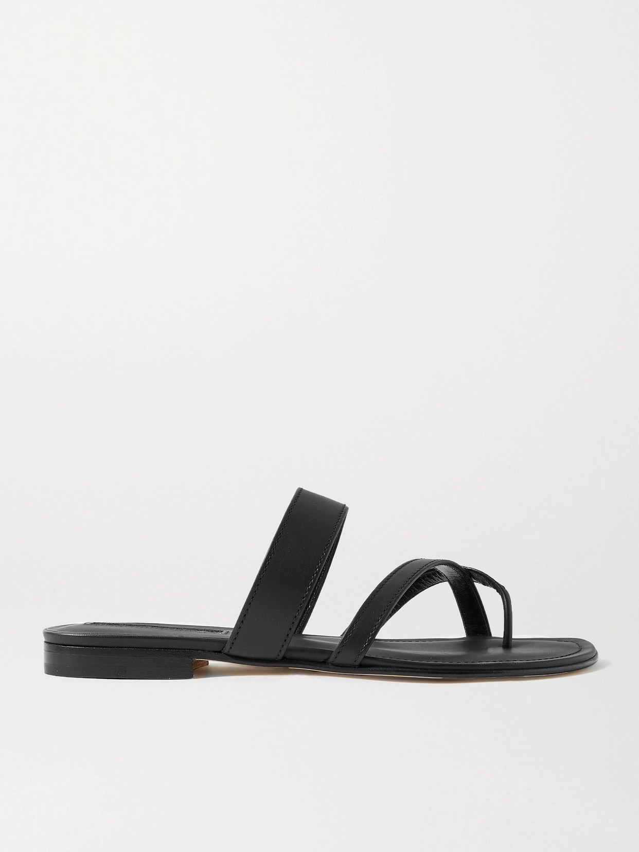 Shop Manolo Blahnik Susa Leather Sandals In Black