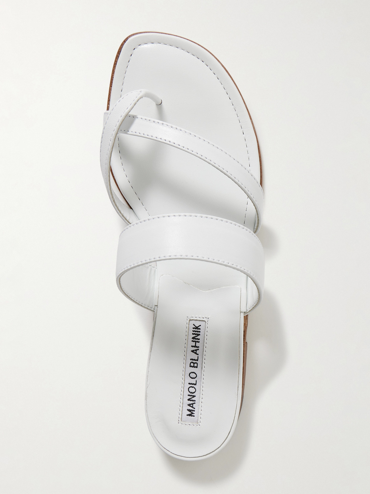 Shop Manolo Blahnik Susa Leather Sandals In White