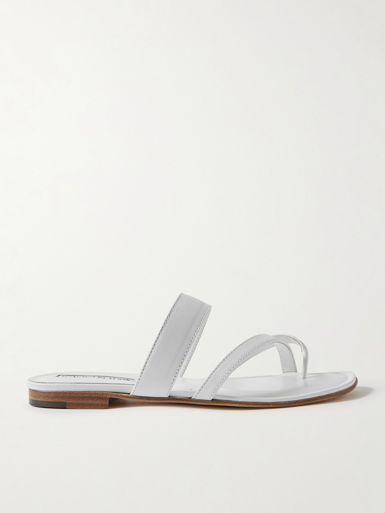 Shop Manolo Blahnik Susa Leather Sandals In White