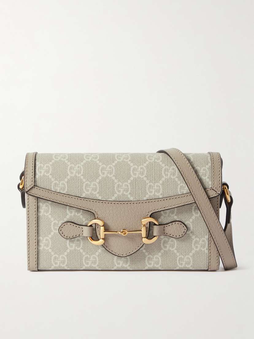 Gucci Horsebit 1955 Leather-trimmed Printed Coated-canvas Shoulder Bag