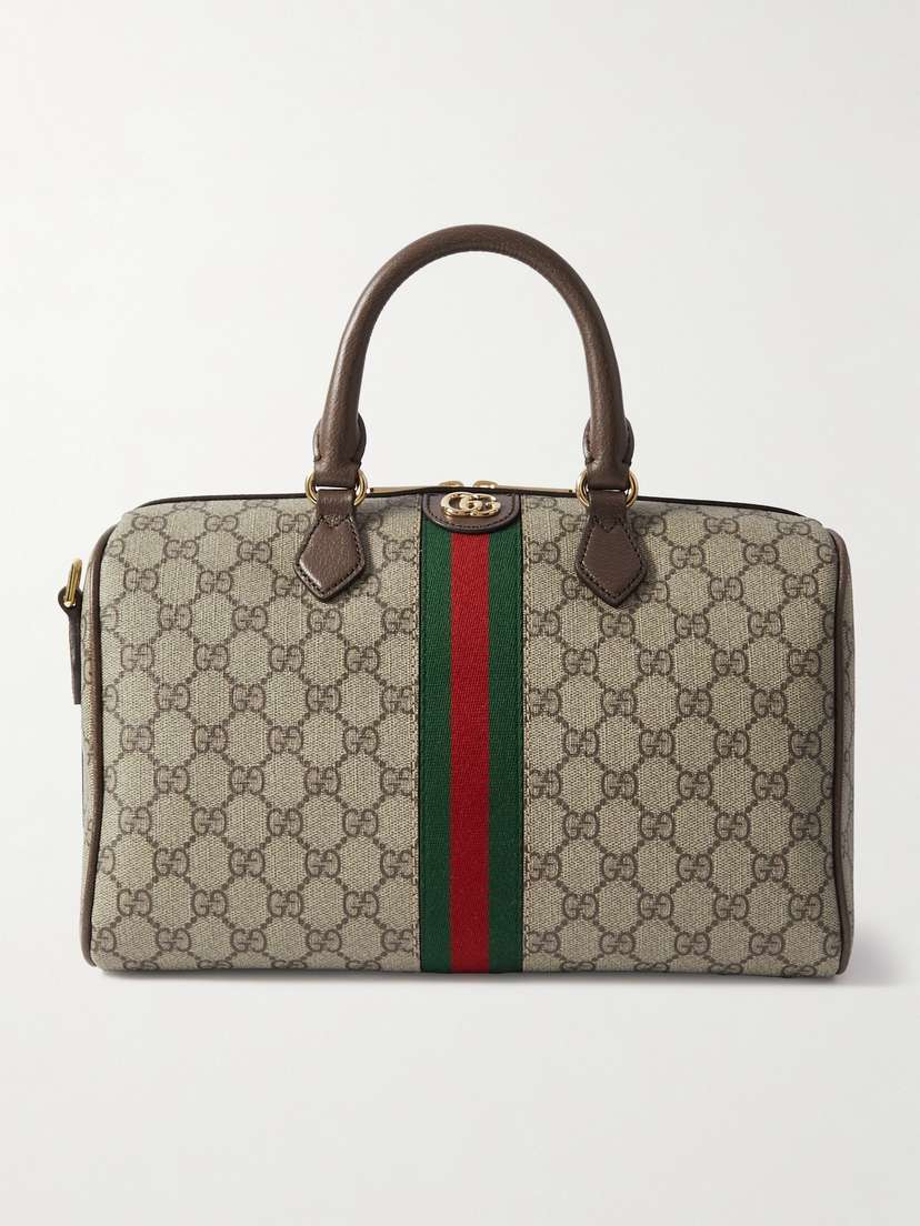 Gucci Ophidia Textured Leather-trimmed Printed Coated-canvas Tote
