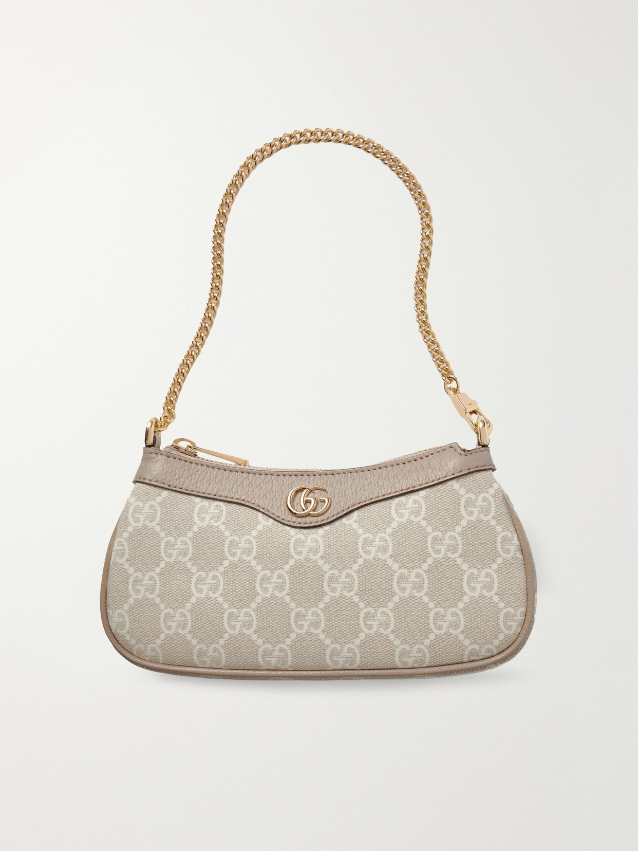 Gucci - Ophidia Leather-trimmed Canvas-jacquard Shoulder Bag - Neutrals