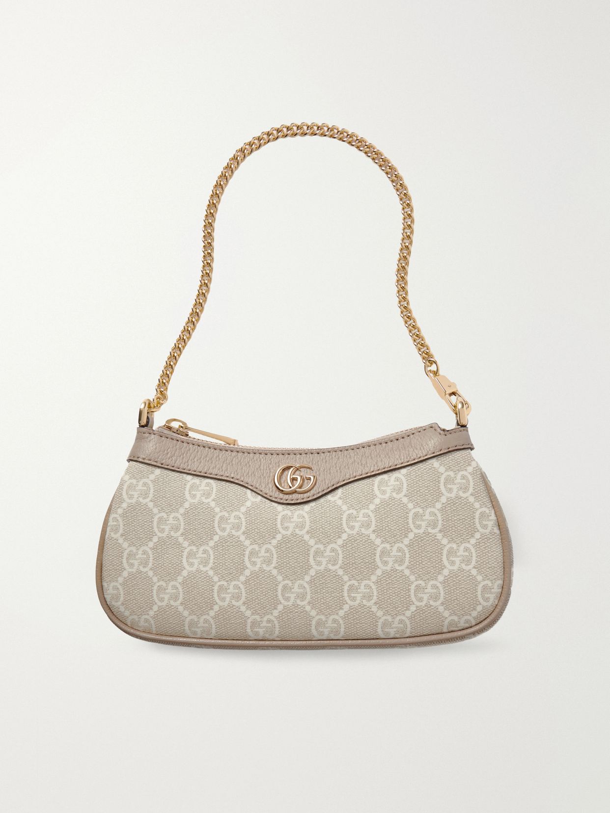 Ophidia leather-trimmed canvas-jacquard shoulder bag