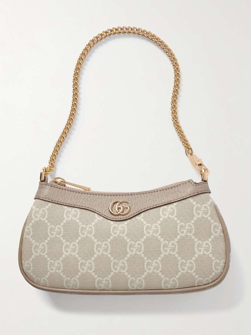 Gucci Ophidia Leather-trimmed Canvas-jacquard Shoulder Bag