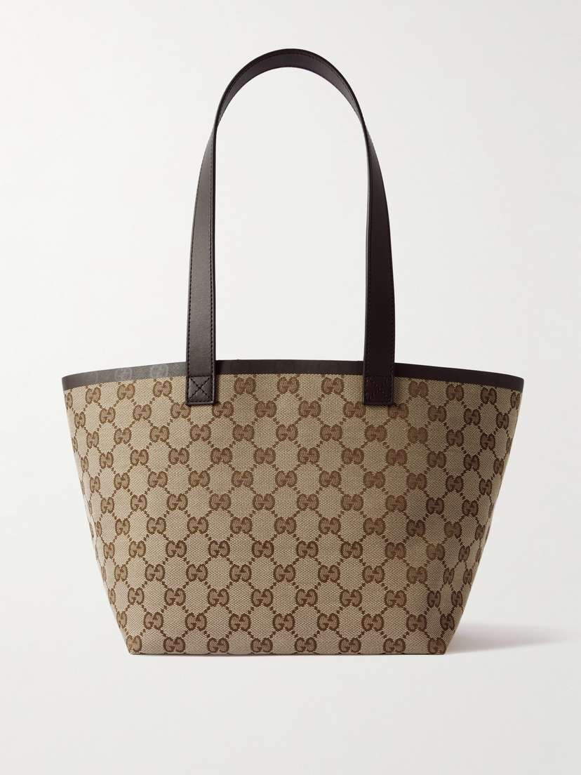 Gucci Totissima Leather-trimmed Canvas-jacquard Tote