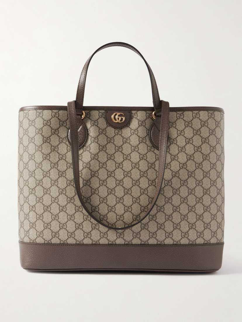 Gucci Ophidia Textured Leather-trimmed Printed Coated-canvas Tote