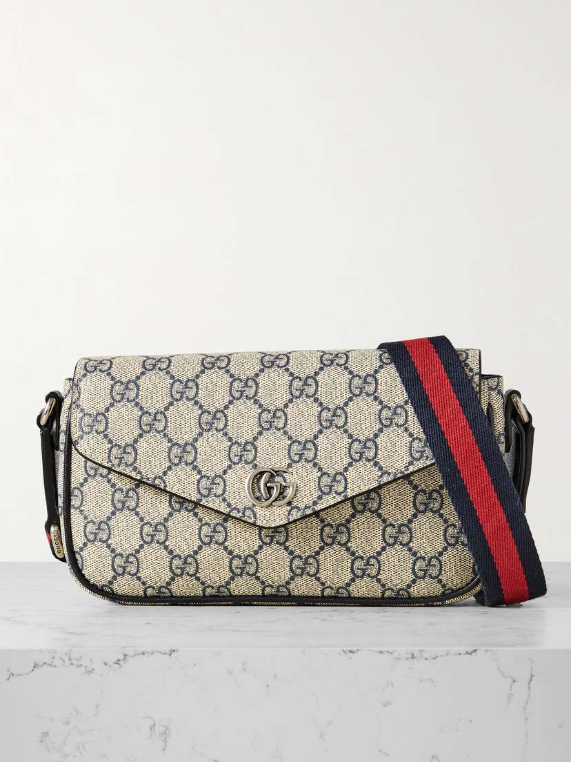 Gucci Ophidia Leather-trimmed Printed Coated-canvas Shoulder Bag
