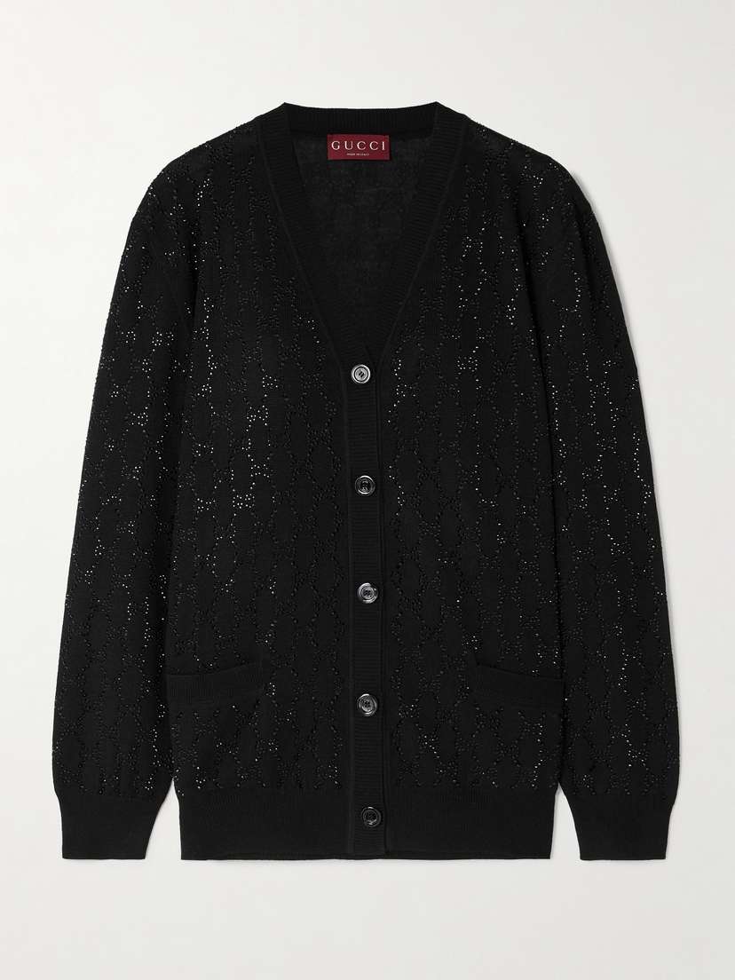 Gucci Crystal-embellished Wool Cardigan