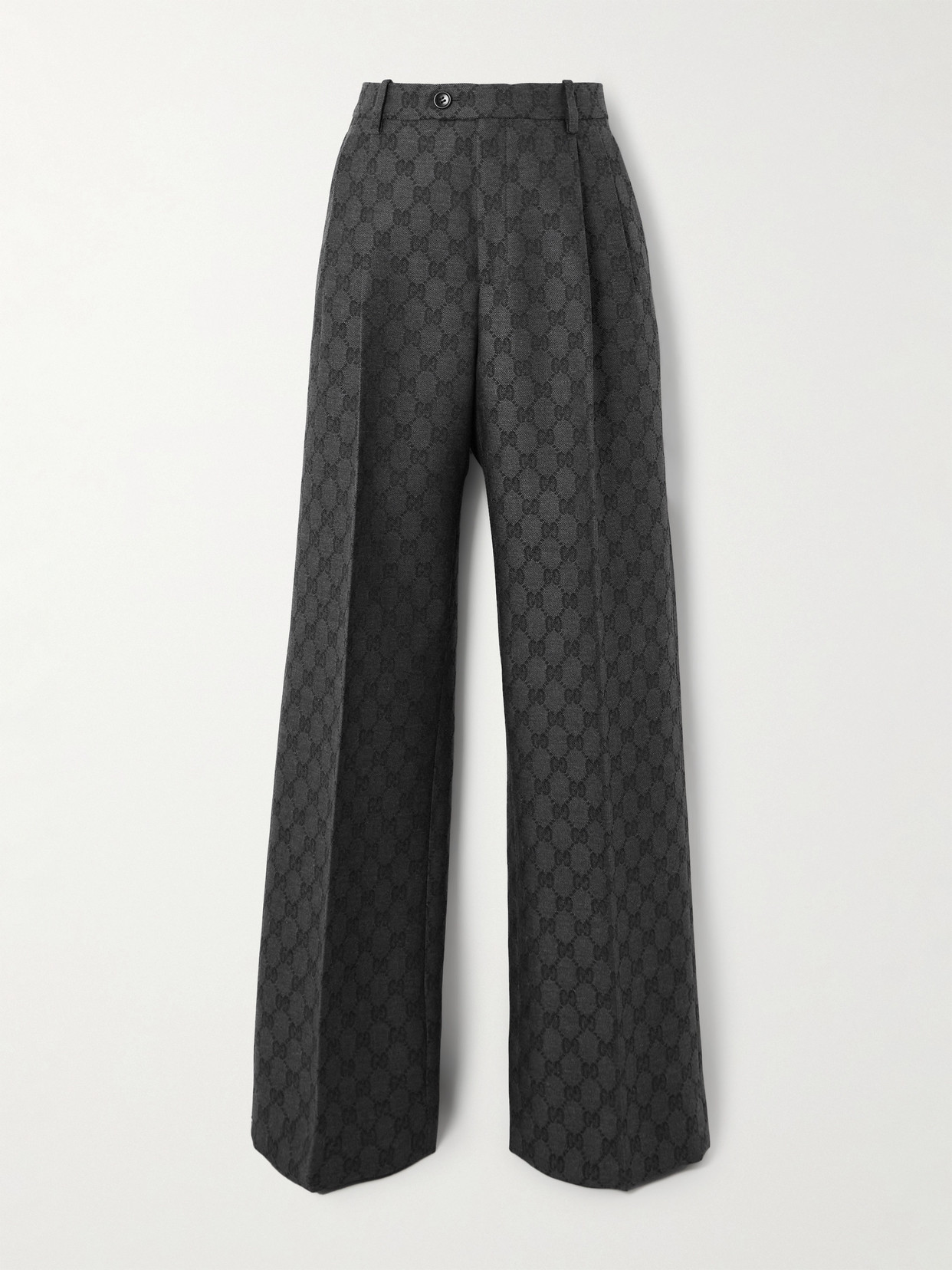 Gucci Pleated Wool-jacquard Wide-leg Trousers In Grey