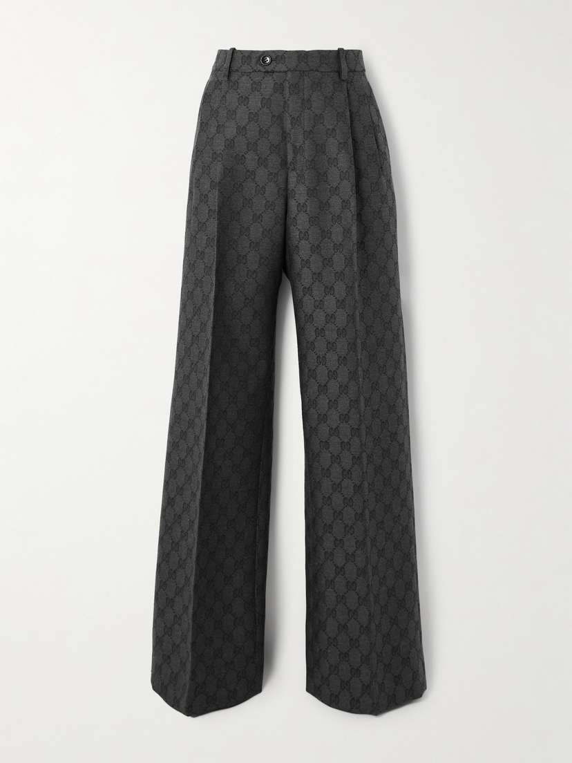 Gucci Pleated Wool-jacquard Wide-leg Pants