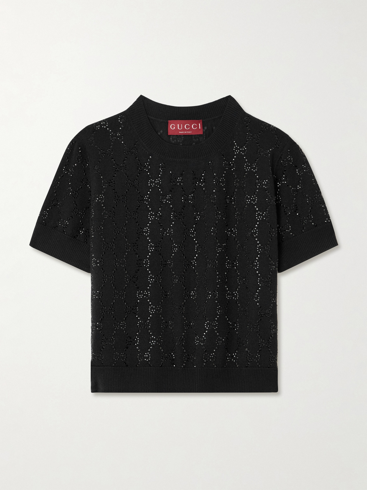 Gucci Crystal-embellished Wool Sweater In Black